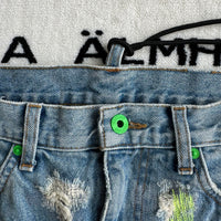 Neon Green Distressed Denim