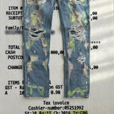 Neon Green Distressed Denim
