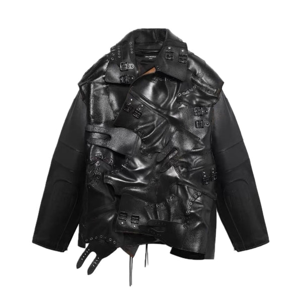 SS21 Recyclé WWII Dark Knight Leather Biker Jacket