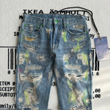 Neon Green Distressed Denim