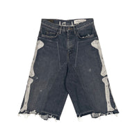 Kapital Kountry SS18 14Oz Denim 5P Bone/Skeleton Embroidered Shorts (Light Wash Black)