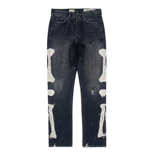 Kapital Kountry S/S2019 Bone/Skeleton Embroidery Distressed Denim